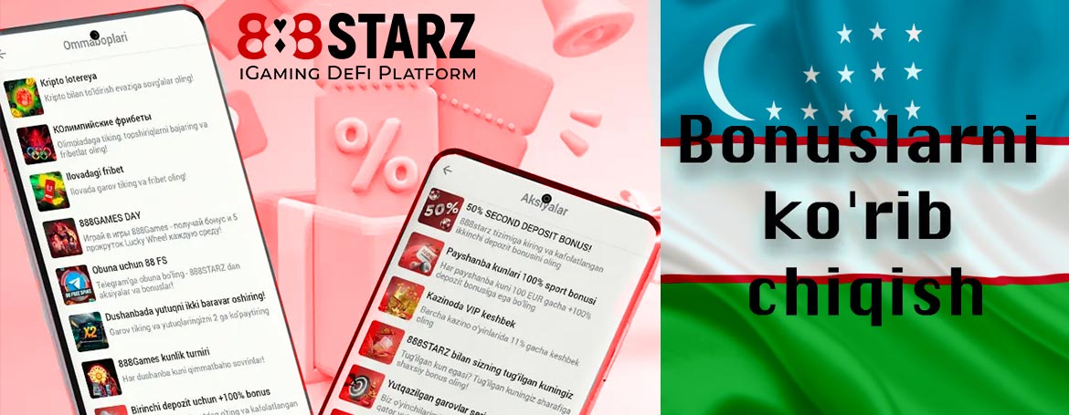 Bonuslar va aksiyalar 888STARZ UZ. 